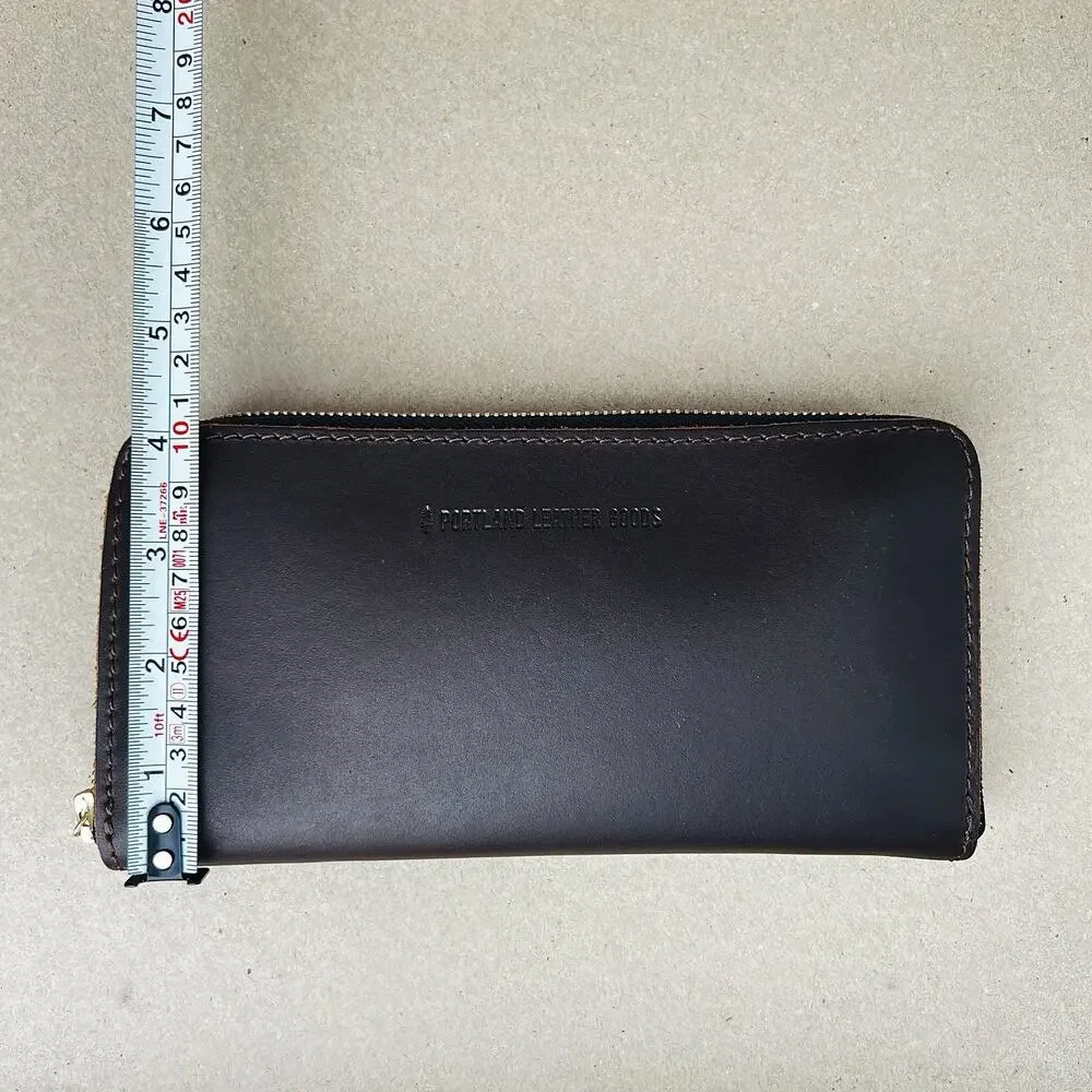 Portland Leather Goods Accordion Zip Wallet Full Grain In Grizzly MSRP $118 NWOT